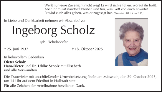 Anzeige von Ingeborg Scholz von MGO Anzeige von Ingeborg Scholz von MGO