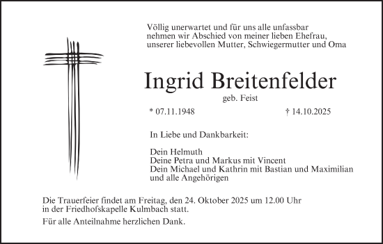 Anzeige von Ingrid Breitenfelder von MGO