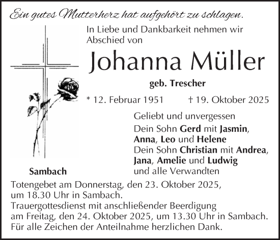Anzeige von Johanna Müller von MGO Anzeige von Johanna Müller von MGO