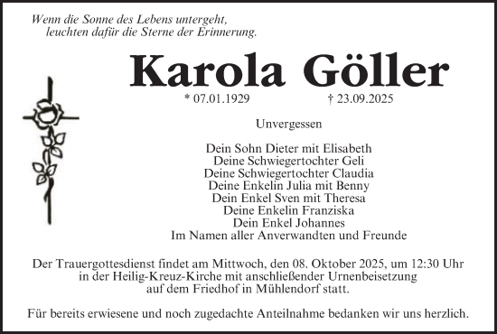 Anzeige von Karola Göller von MGO