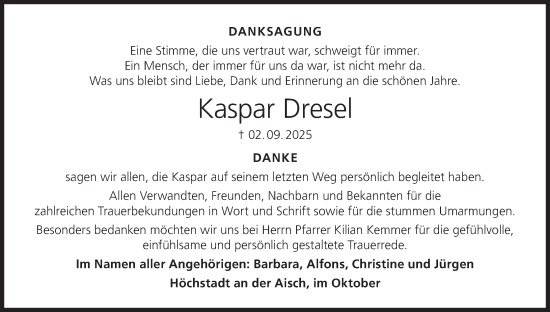Anzeige von Kaspar Dresel von MGO Anzeige von Kaspar Dresel von MGO
