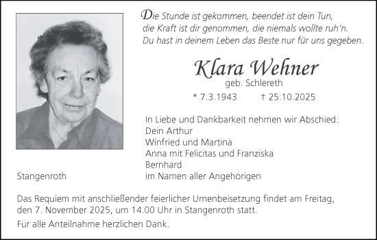 Anzeige von Klara Wehner von MGO Anzeige von Klara Wehner von MGO