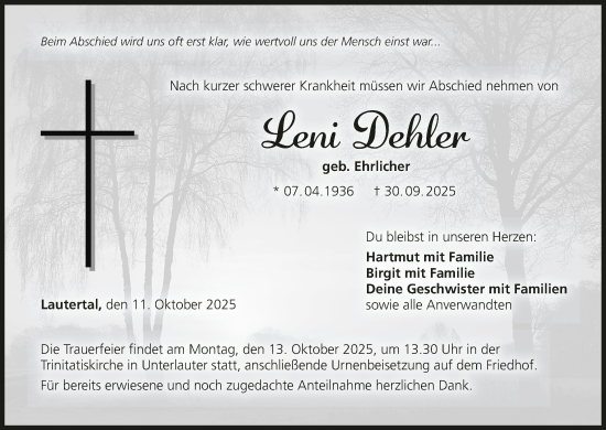 Anzeige von Leni Dehler von MGO Anzeige von Leni Dehler von MGO