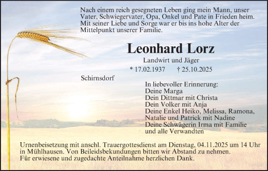 Anzeige von Leonhard Lorz von MGO