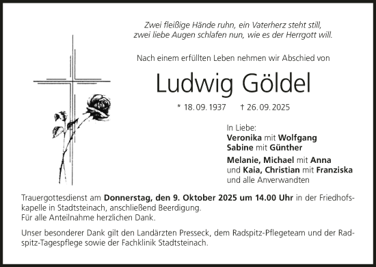 Anzeige von Ludwig Göldel von MGO