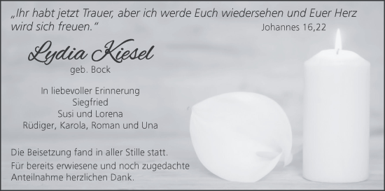 Anzeige von Lydia Kiesel von MGO
