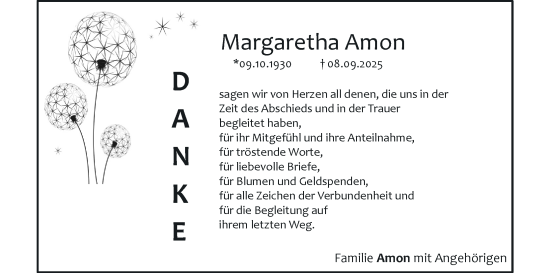 Anzeige von Margaretha Amon von MGO