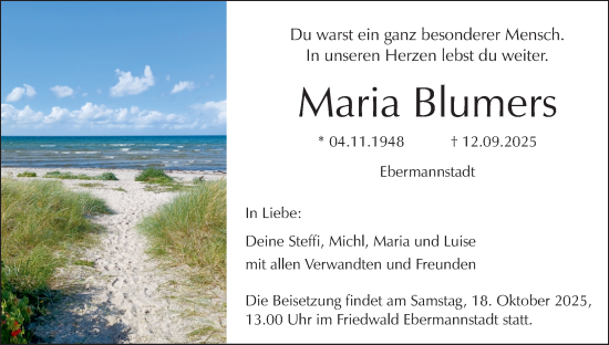 Anzeige von Maria Blumers von MGO