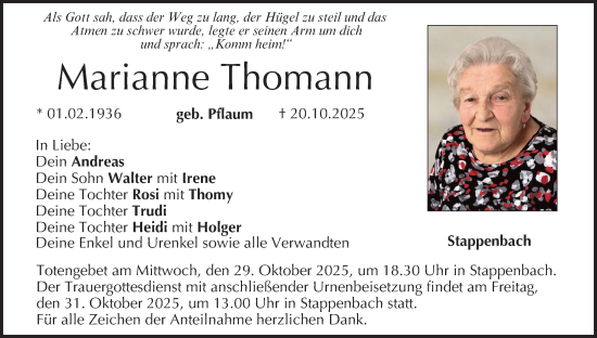 Anzeige von Marianne Thomann von MGO Anzeige von Marianne Thomann von MGO