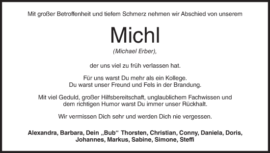 Anzeige von Michael Erber von MGO Anzeige von Michael Erber von MGO