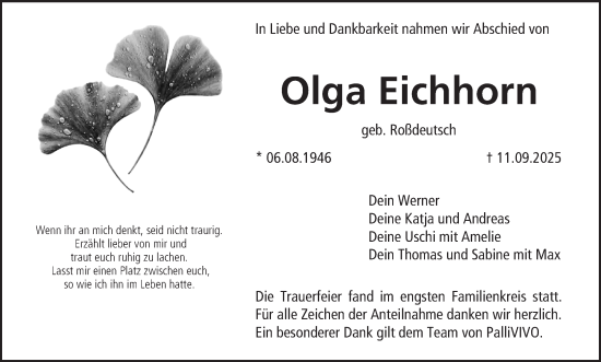 Anzeige von Olga Eichhorn von MGO