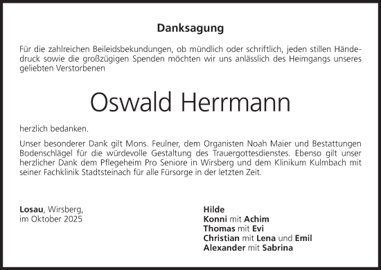 Anzeige von Oswald Herrmann von MGO