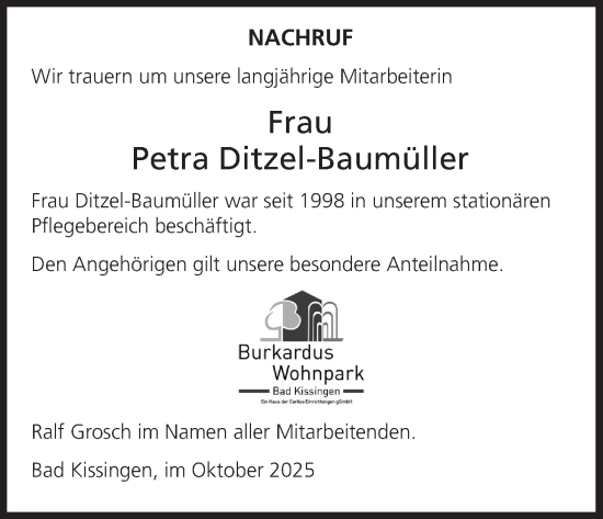 Anzeige von Petra Ditzel-Baumüller von MGO