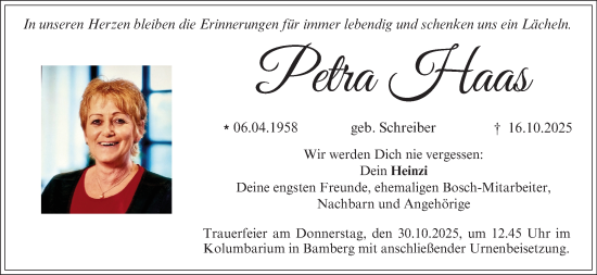 Anzeige von Petra Haas von MGO Anzeige von Petra Haas von MGO