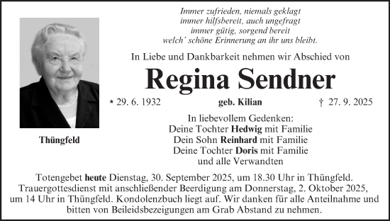 Anzeige von Regina Sendner von MGO Anzeige von Regina Sendner von MGO