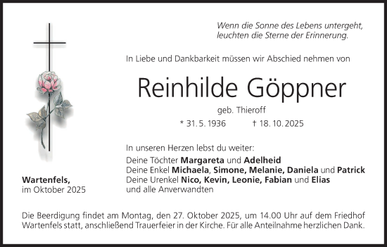 Anzeige von Reinhilde Göppner von MGO