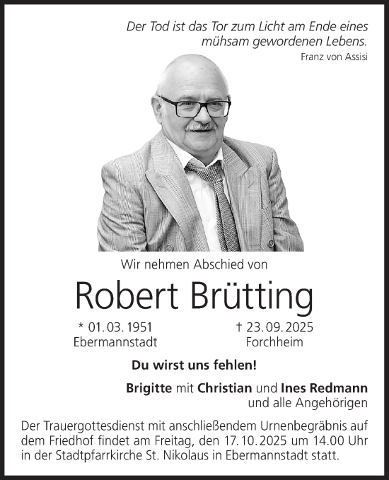 Anzeige von Robert Brütting von MGO Anzeige von Robert Brütting von MGO