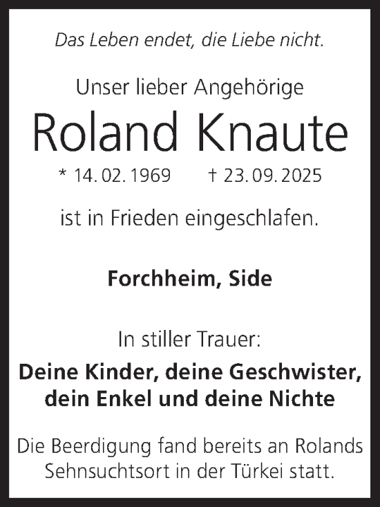 Anzeige von Roland Knaute von MGO