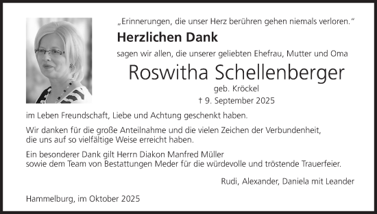 Anzeige von Roswitha Schellenberger von MGO