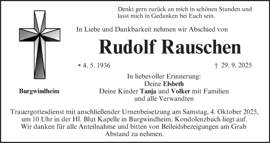 Anzeige von Rudolf Rauschen von MGO