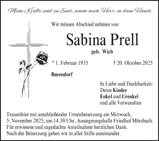 Anzeige von Sabina Prell von MGO