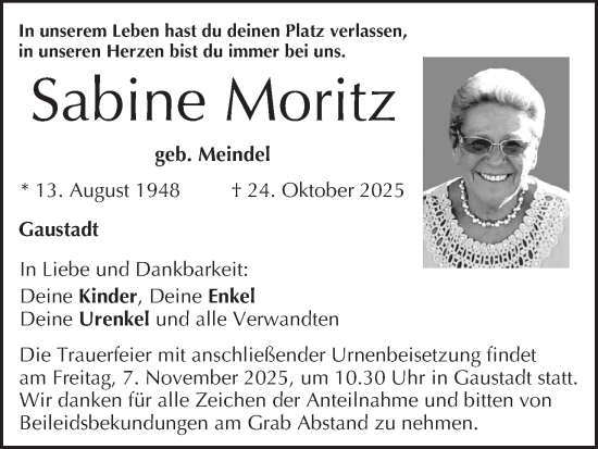 Anzeige von Sabine Moritz von MGO Anzeige von Sabine Moritz von MGO