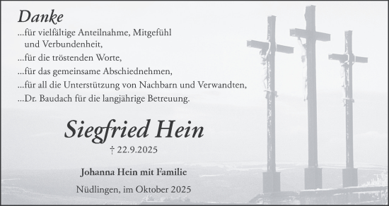 Anzeige von Siegfried Hein von MGO