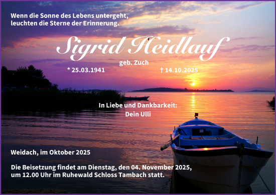 Anzeige von Sigrid Heidlauf von MGO Anzeige von Sigrid Heidlauf von MGO