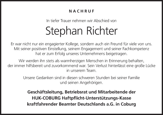 Anzeige von Stephan Richter von MGO