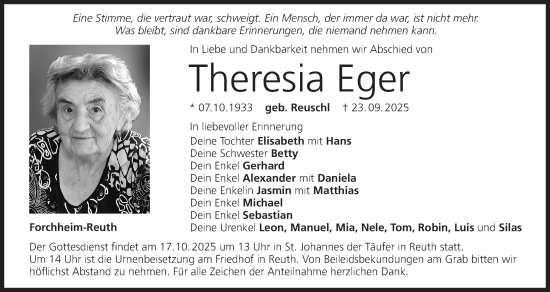 Anzeige von Theresia Eger von MGO Anzeige von Theresia Eger von MGO