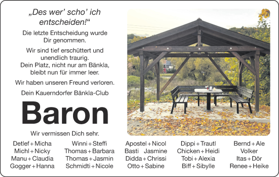 Anzeige von Bernd Kern von MGO