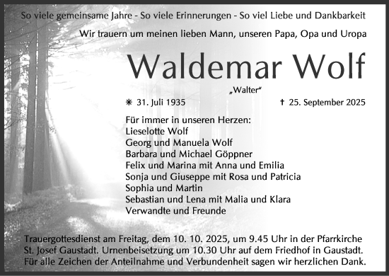 Anzeige von Waldemar Wolf von MGO