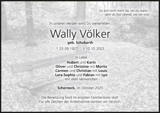 Anzeige von Wally Völker von MGO Anzeige von Wally Völker von MGO