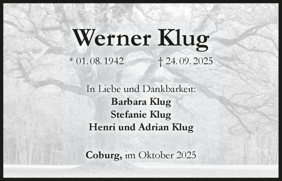 Anzeige von Werner Klug von MGO