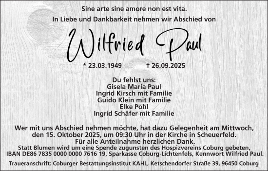 Anzeige von Wilfried Paul von MGO Anzeige von Wilfried Paul von MGO