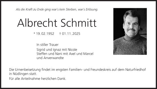 Anzeige von Albrecht Schmitt von MGO