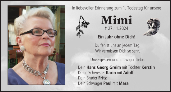 Anzeige von Annemarie Greim von MGO