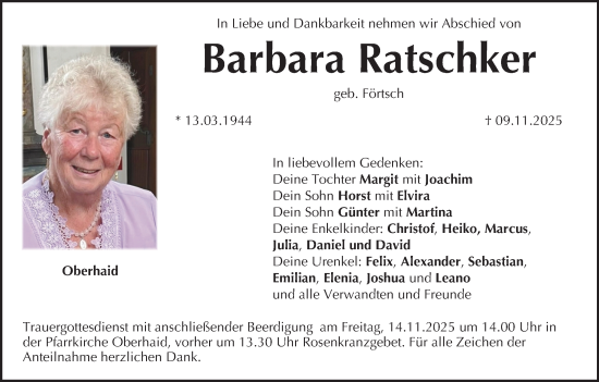 Anzeige von Barbara Ratschker von MGO