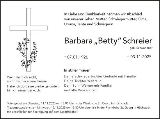 Anzeige von Barbara Schreier von MGO