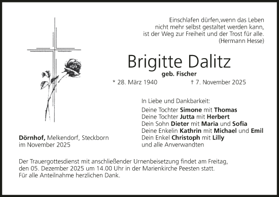 Anzeige von Brigitte Dalitz von MGO