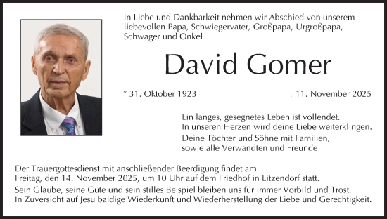 Anzeige von David Gomer von MGO