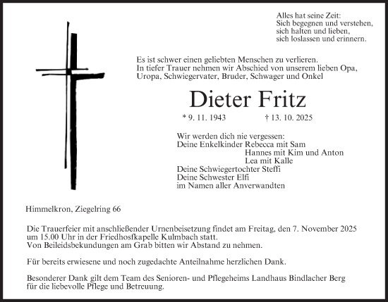 Anzeige von Dieter Fritz von MGO