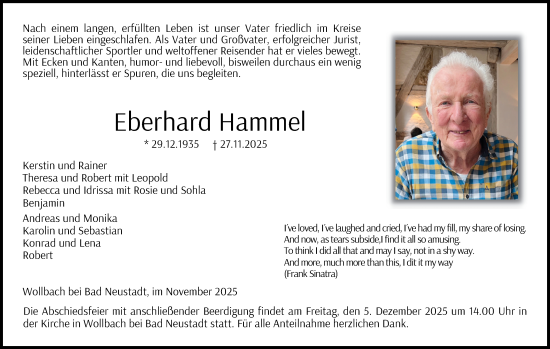 Anzeige von Eberhard Hammel von MGO