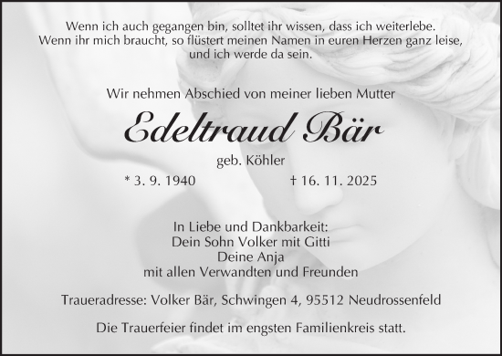 Anzeige von Edeltraud Bär von MGO