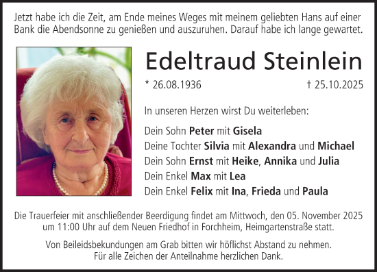 Anzeige von Edeltraud Steinlein von MGO