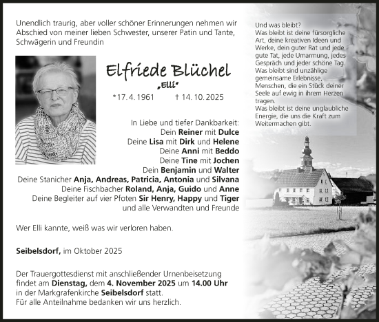Anzeige von Elfriede Blüchel von MGO