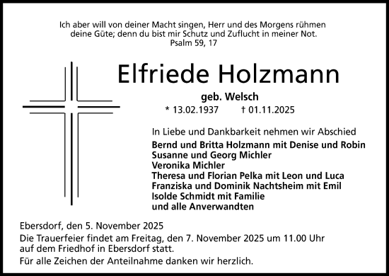 Anzeige von Elfriede Holzmann von MGO