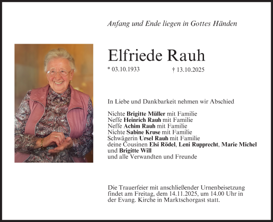 Anzeige von Elfriede Rauh von MGO