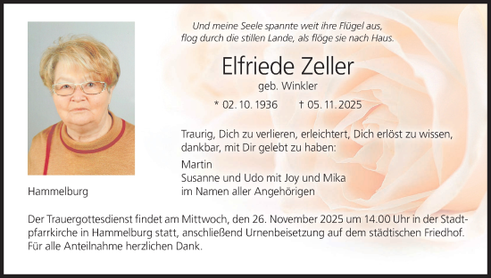 Anzeige von Elfriede Zeller von MGO