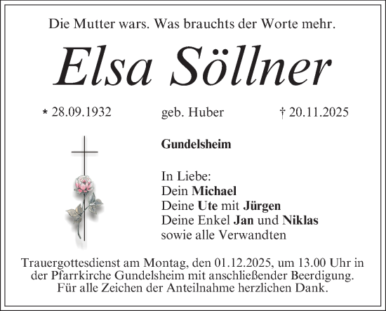 Anzeige von Elsa Söllner von MGO